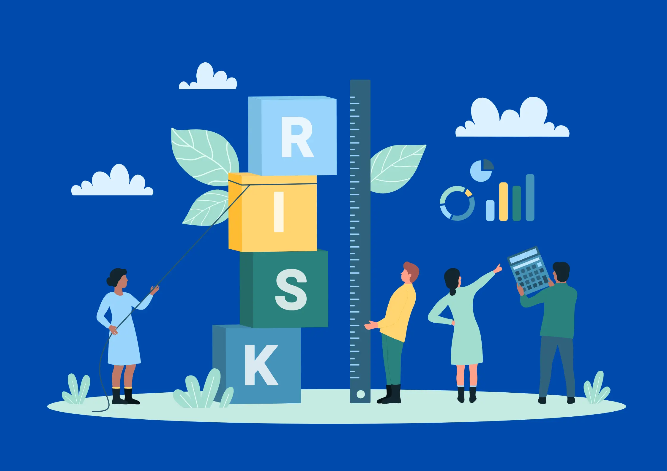 Digitally drawn people measuring product risks