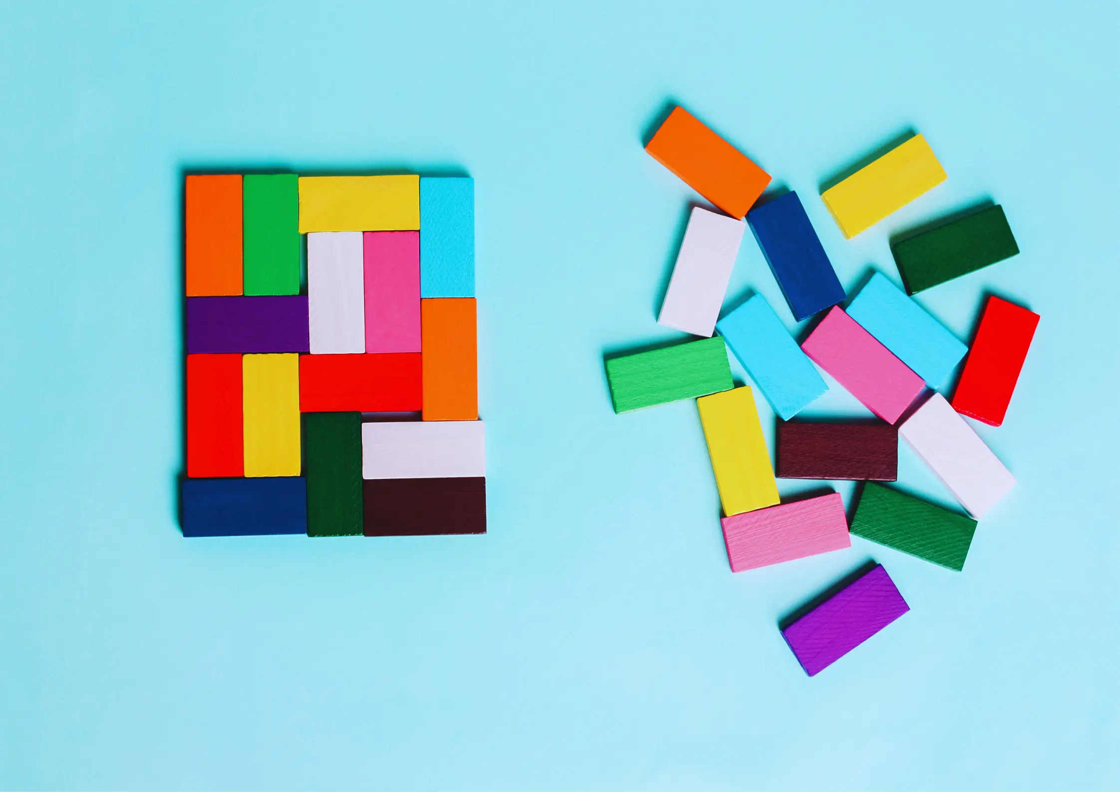 a collection of colorful rectangular blocks.